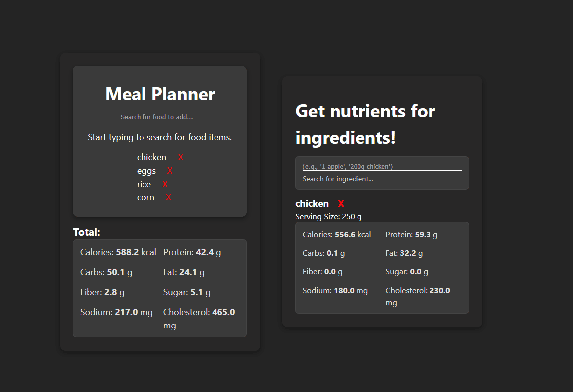 Screenshot of NutriTracker - Nutrition API App